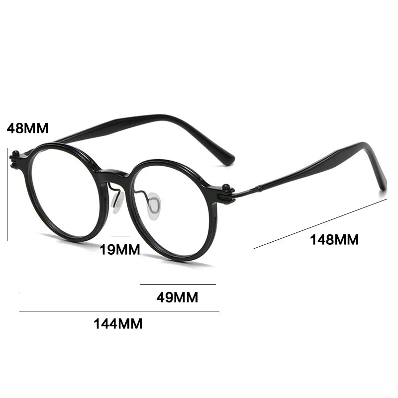 Gatenac Unisex Full Rim Round Acetate Photochromic Reading Glasses 75886