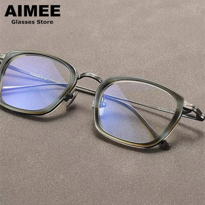 Aimee Unisex Full Rim Big Square Titanium Acetate Eyeglasses 94224 Full Rim Aimee