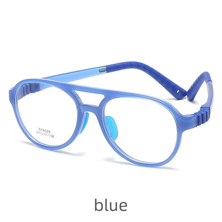 KatKani Childrens Unisex Full Rim Double Bridge Round Plastic Eyeglasses Dm18329 Full Rim KatKani Eyeglasses blue  