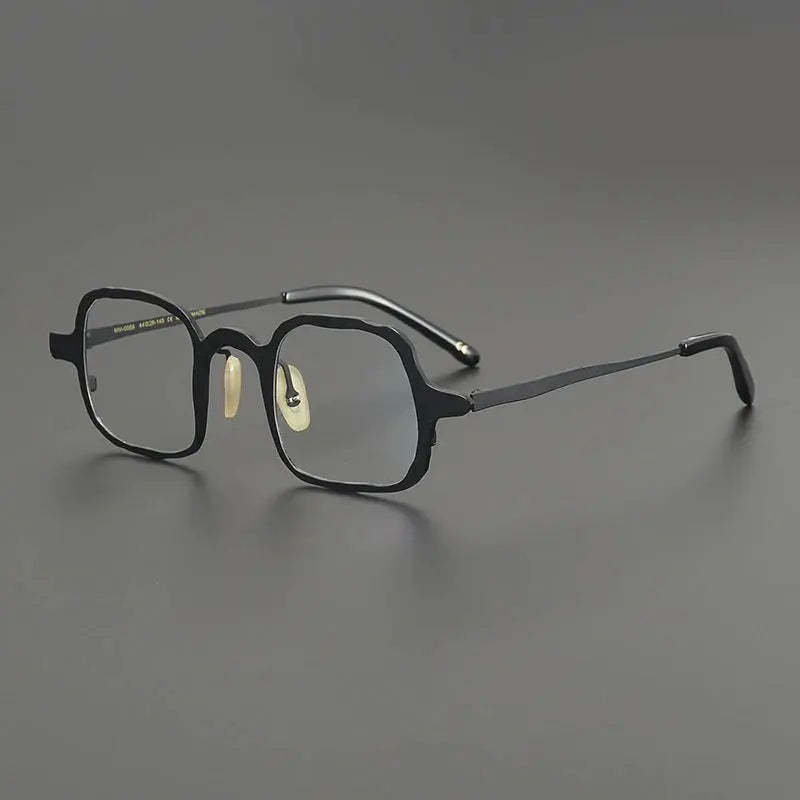 Gatenac Unisex Full Rim Irregular Square Titanium Eyeglasses 670086 FuzWeb