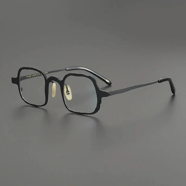 Gatenac Unisex Full Rim Irregular Square Titanium Eyeglasses 670086 FuzWeb