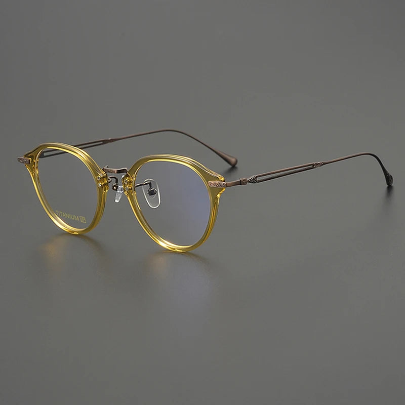 Nobler Unisex Full Rim Oval Square Acetate Titanium Eyeglasses 98002