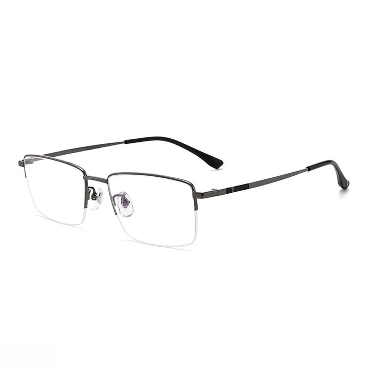 Yimaruili Men's Semi Rim Square Titanium Alloy Eyeglasses Y18005 Semi Rim Yimaruili Eyeglasses Gun  