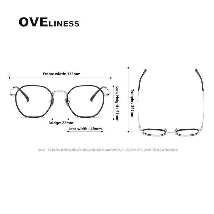 Oveliness Unisex Full Rim Polygon Acetate Titanium Eyeglasses 8502 Full Rim Oveliness   