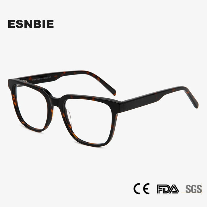 Esnbie Unisex Full Rim Square Brow Line Acetate Eyeglasses 31323 Full Rim Esnbie   