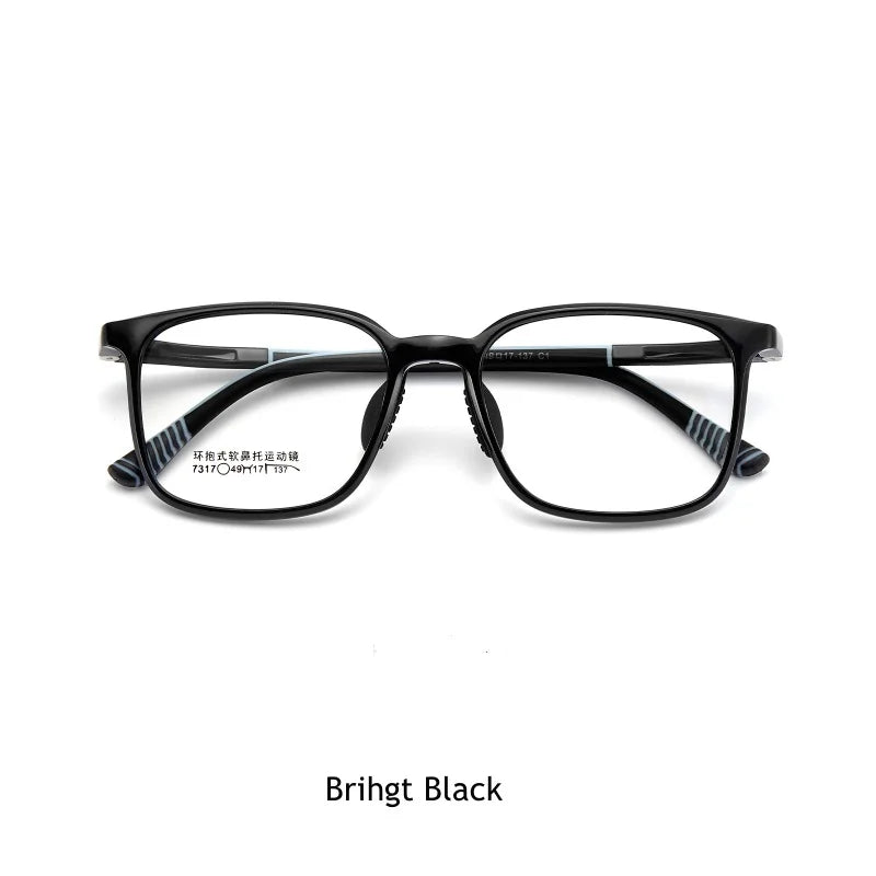 KatKani Unisex Children's Full Rim Square Tr 90 Silicone Eyeglasses 7317 Full Rim KatKani Eyeglasses Brihgt Black  