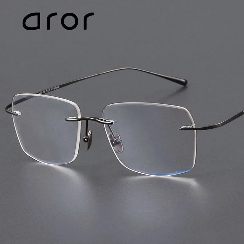 Aror Women's Rimless Irregular Square Titanium Eyeglasses 41819 Rimless Aror