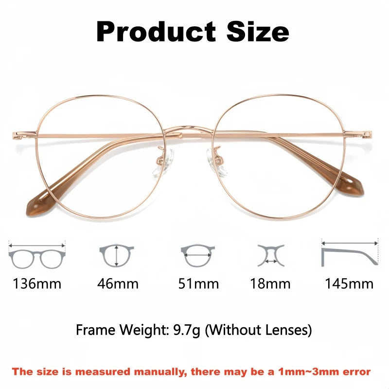 Yimaruili Unisex Full Rim Round Pure Titanium Eyeglasses 0839F — view 2 | Yimaruili at FuzWeb