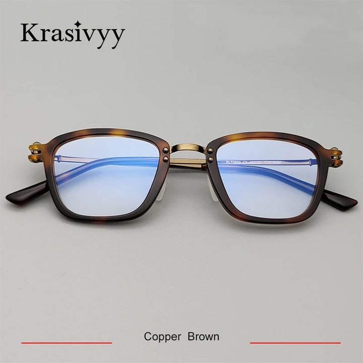 Krasivyy Men's Full Rim Polygon Square Titanium Acetate Eyeglasses 35880
