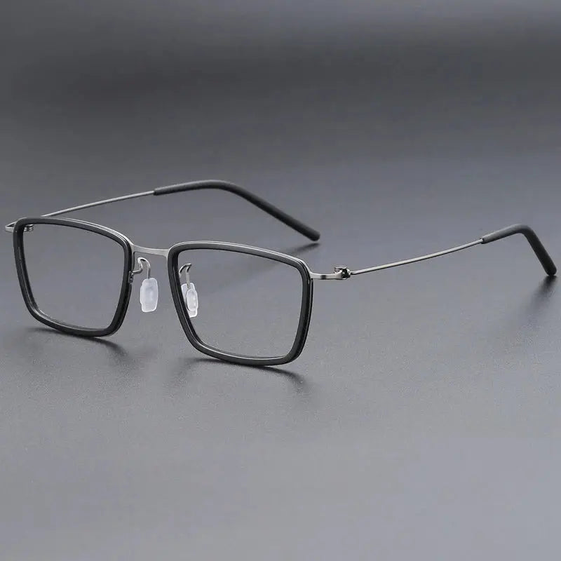 Gatenac Unisex Full Rim Square Acetate Titanium Eyeglasses 699853 FuzWeb