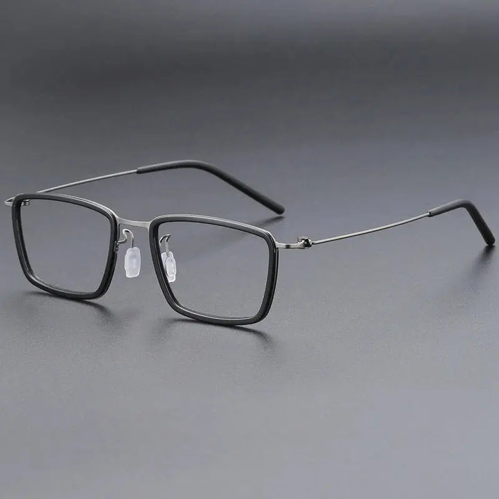 Gatenac Unisex Full Rim Square Acetate Titanium Eyeglasses 699853 FuzWeb