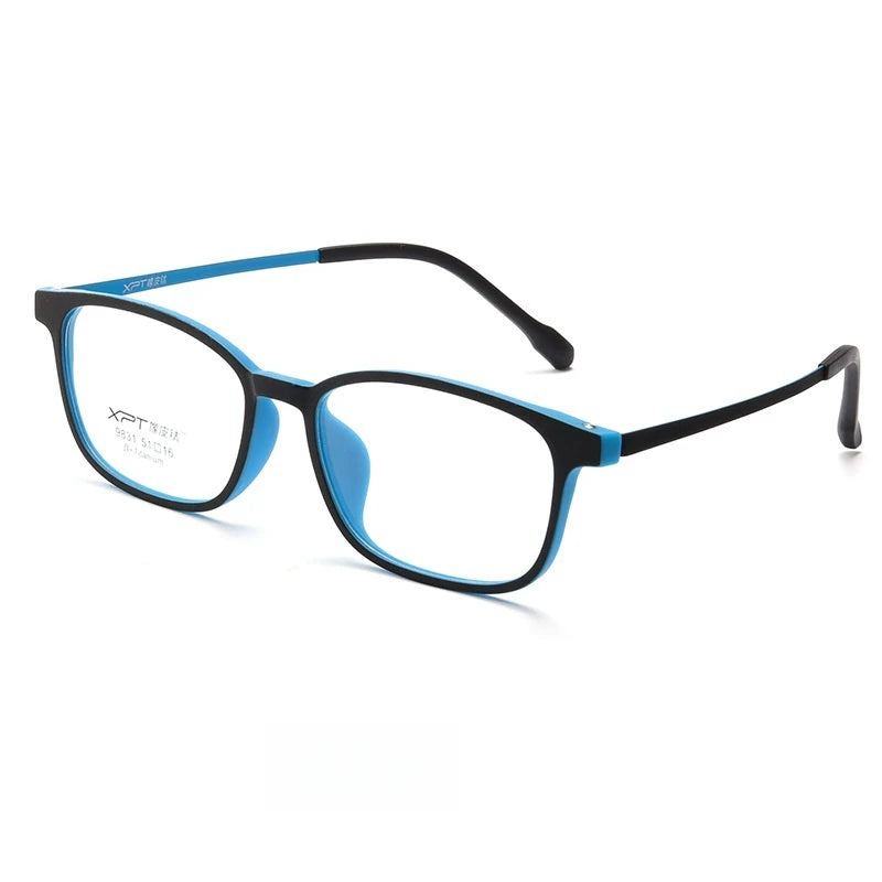 Yimaruili Unisex Full Rim Square Tr 90 Titanium Eyeglasses Y9831 Full Rim Yimaruili Eyeglasses Black Cyan  