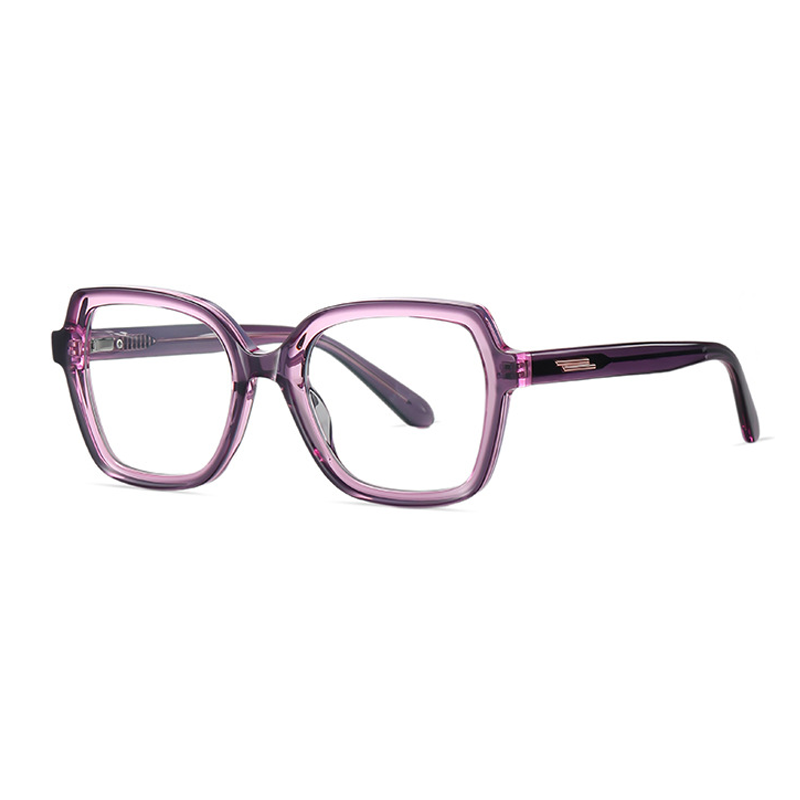 Ralferty Women's Full Rim Flat Top Oval Acetate Eyeglasses D8817 Full Rim Ralferty C722 Clear Purple China 