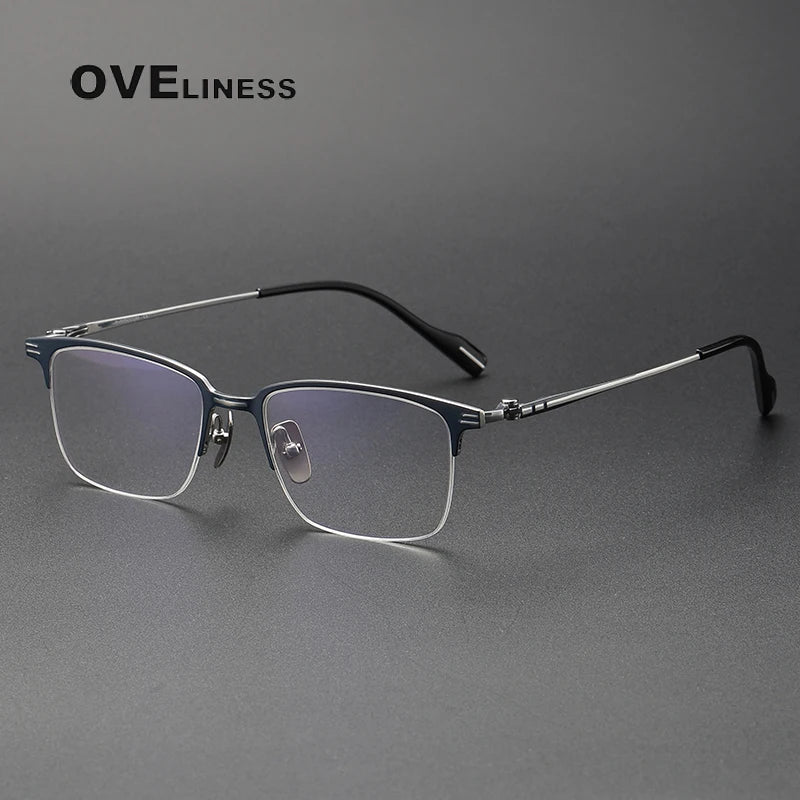 Oveliness Unisex Semi Rim Square Titanium Eyeglasses 70802