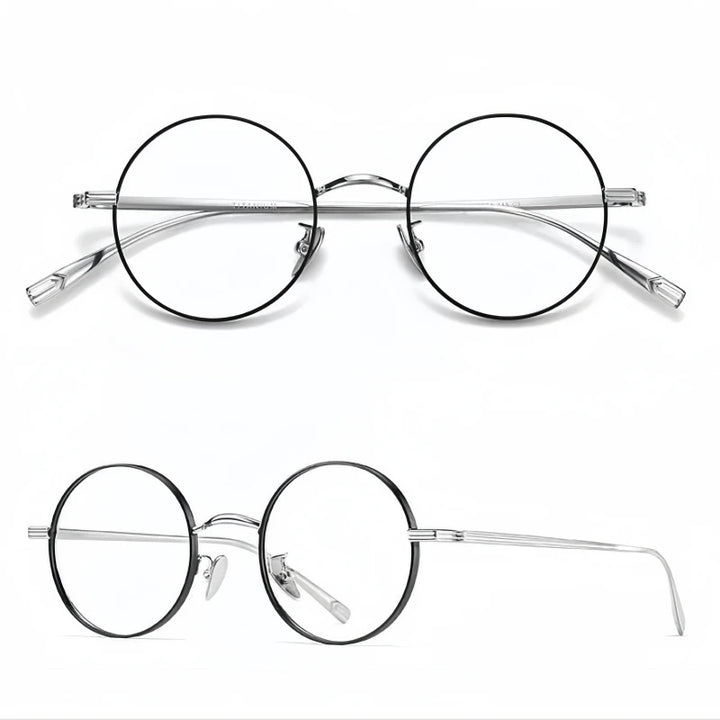 Yimaruili Women's Full Rim Round Titanium Alloy Eyeglasses 5555