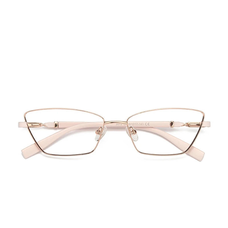 Yimaruili Women's Full Rim Square Cat Eye Alloy Eyeglasses  Y3012 Full Rim Yimaruili Eyeglasses Rose Gold C1  