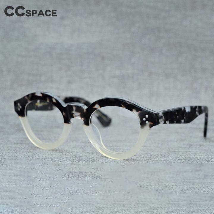 CCSpace Unisex Full Rim Hand Crafted Round Acetate Eyeglasses 56233 Full Rim CCspace   