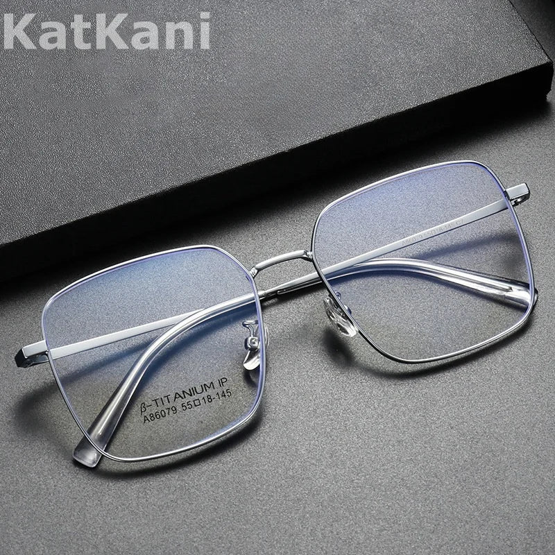 KatKani Womens Full Rim Square Titanium Eyeglasses 86079 Full Rim KatKani Eyeglasses   