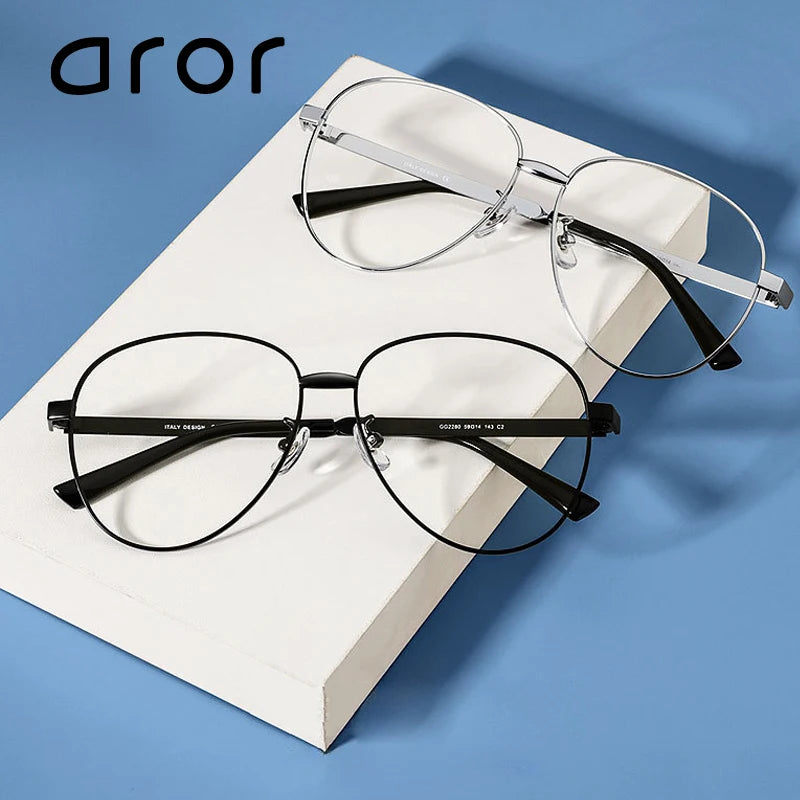 Aror Unisex Full Rim Oval Titanium Eyeglasses 42280 Full Rim Aror