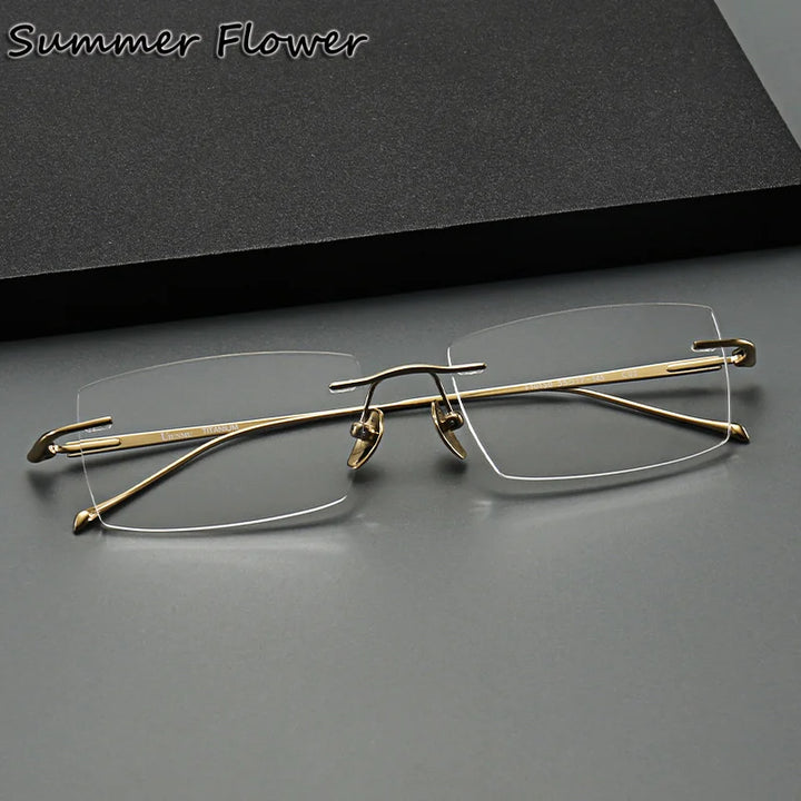 Summer Flower Unisex Rimless Square Titanium Eyeglasses 810150 Rimless Summer Flower