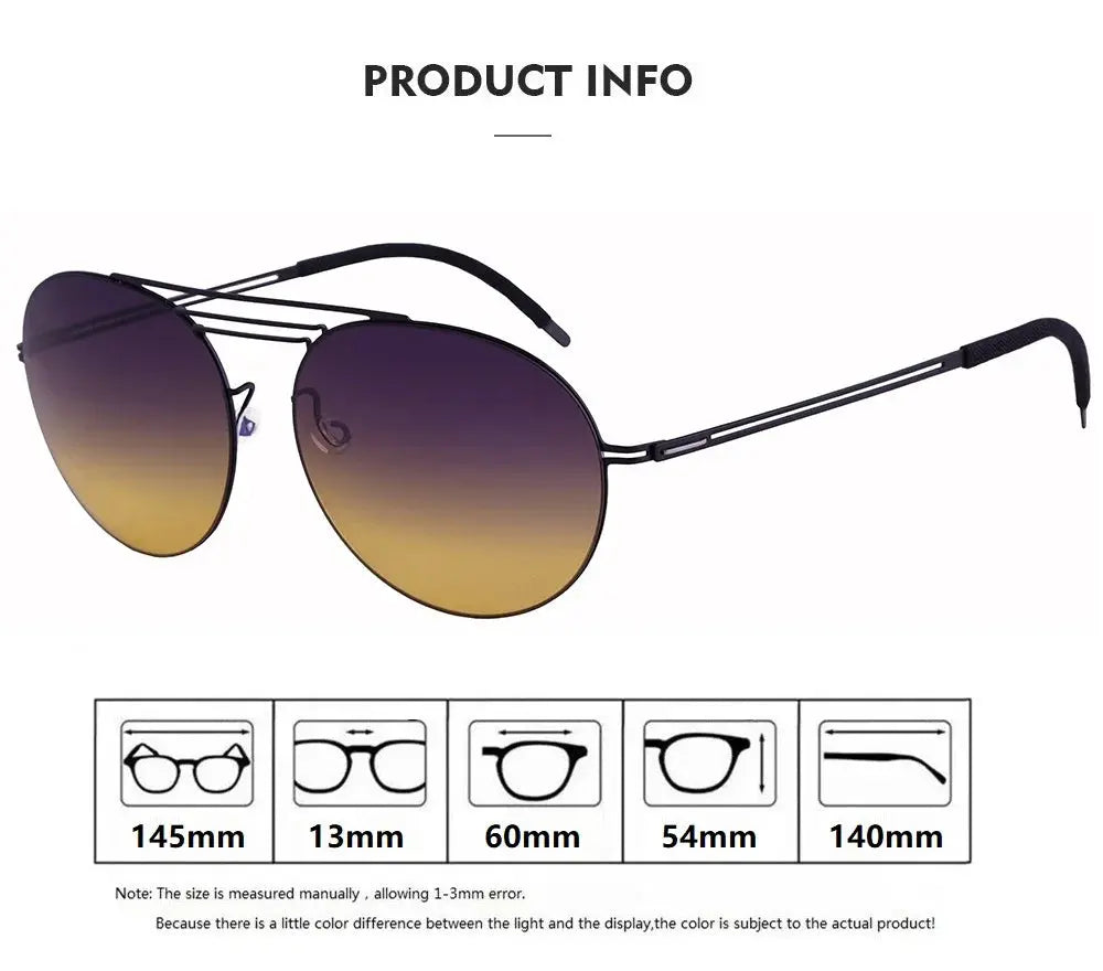 Aimee Unisex Full Rim Round Double Bridge Titanium Sunglasses 612003 FuzWeb