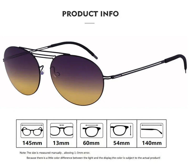 Aimee Unisex Full Rim Round Double Bridge Titanium Sunglasses 612003 FuzWeb