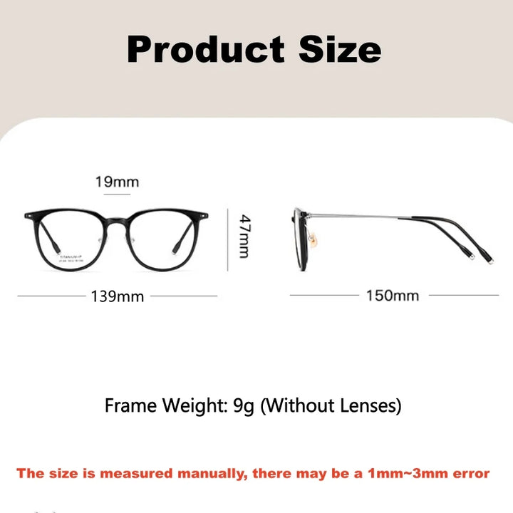 Yimaruili Unisex Full Rim Round Tr 90 Titanium Eyeglasses 236699