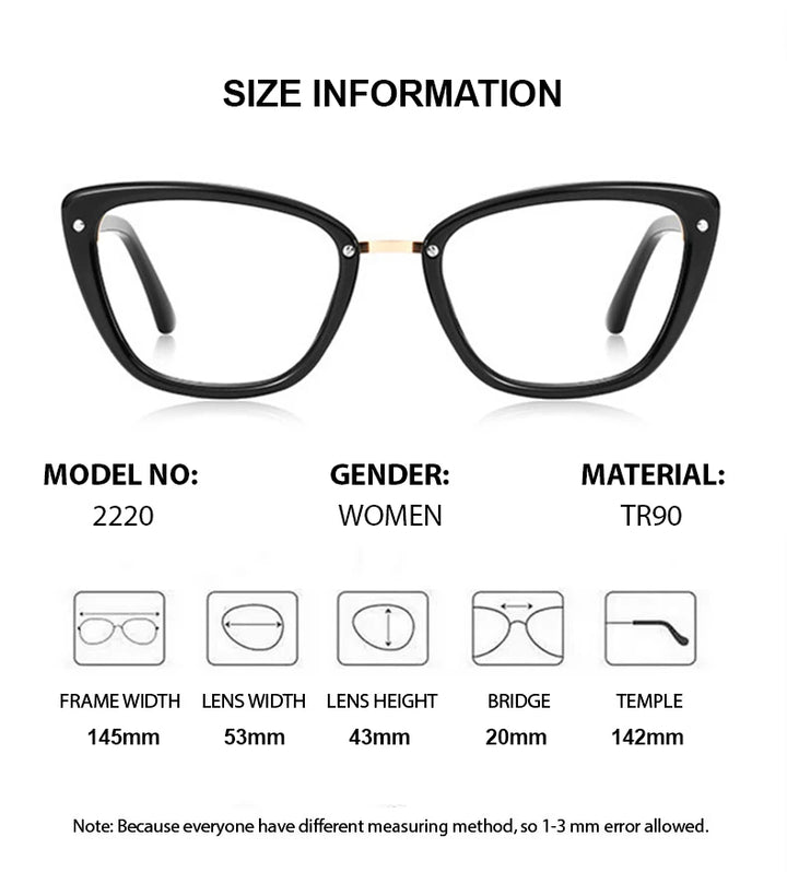 Summer Flower Women's Full Rim Cat Eye Tr 90 Titanium Eyeglasses 62220