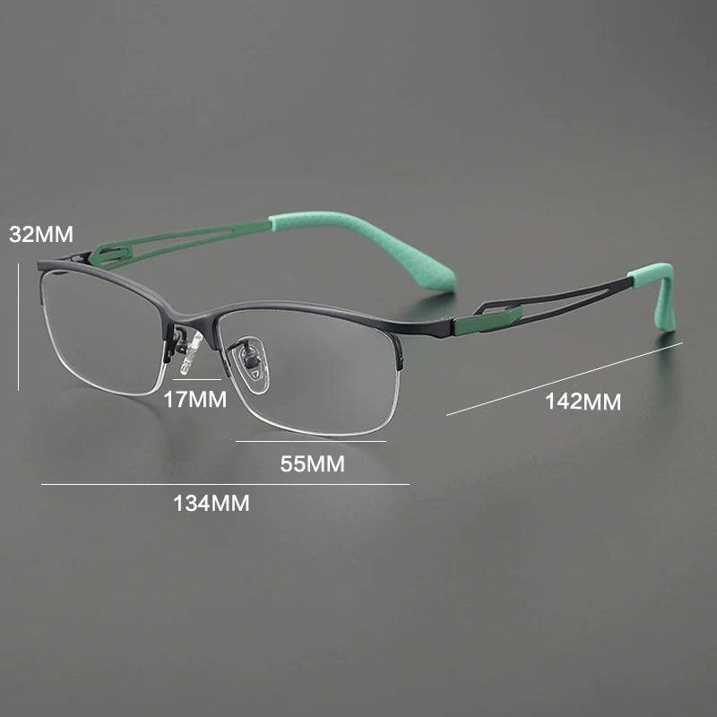 Gatenac Women's Semi Rim Square Brow Line Titanium Eyeglasses Gx185867
