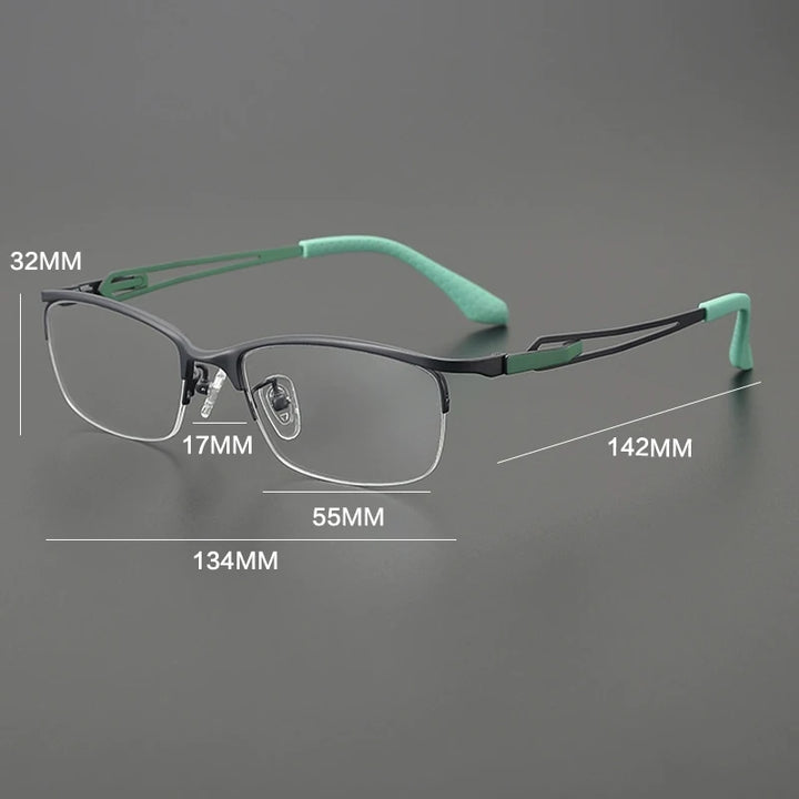 Gatenac Women's Semi Rim Square Brow Line Titanium Eyeglasses Gx185867
