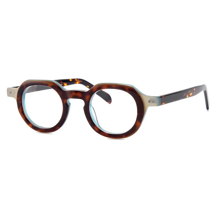 Gatenac Unisex Full Rim  Flat Top Round Acetate Eyeglasses G56071