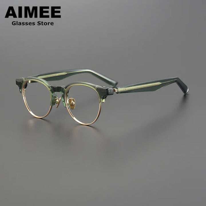 Aimee Unisex Full Rim Round Acetate Titanium Eyeglasses 9006 Full Rim Aimee   