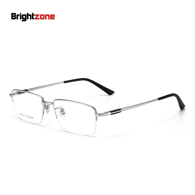 Brightzone Unisex Semi Rim Square Titanium Eyeglasses 71205 Semi Rim Brightzone Silver