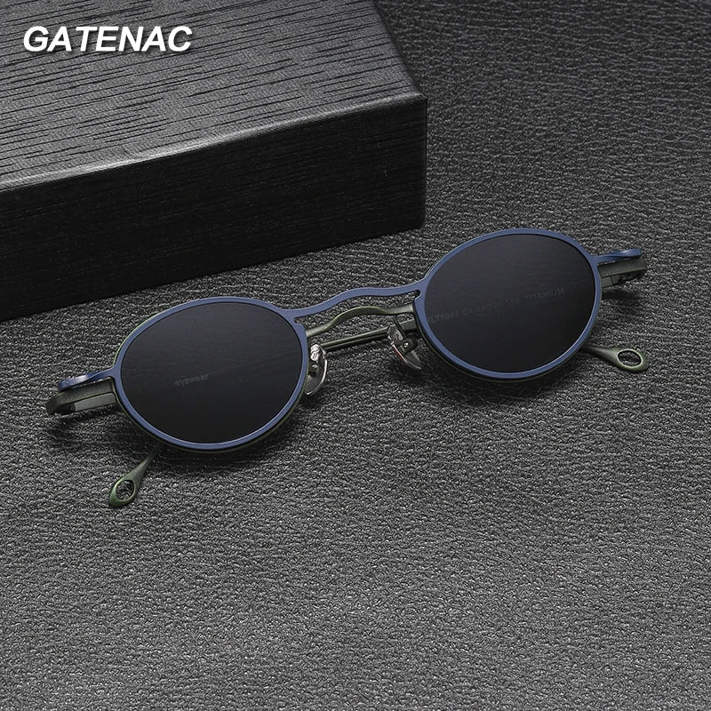 Gatenac Unisex Full Rim Oval Titanium Eyeglasses Clip On Sunglasses 1513 Clip On Sunglasses Gatenac   