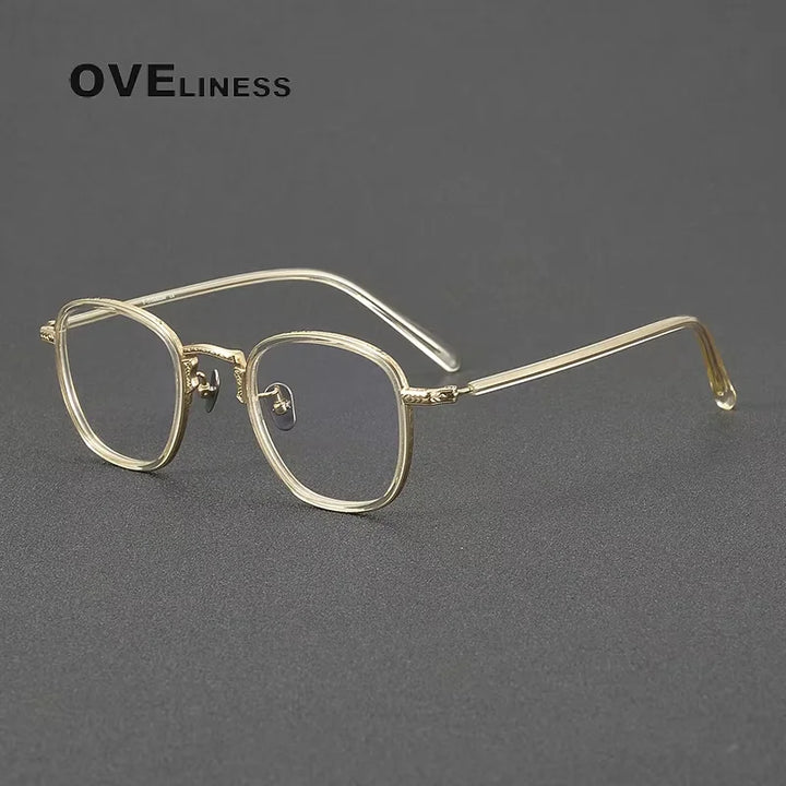 Oveliness Women's Full Rim Square Acetate Titanium Eyeglasses 214043