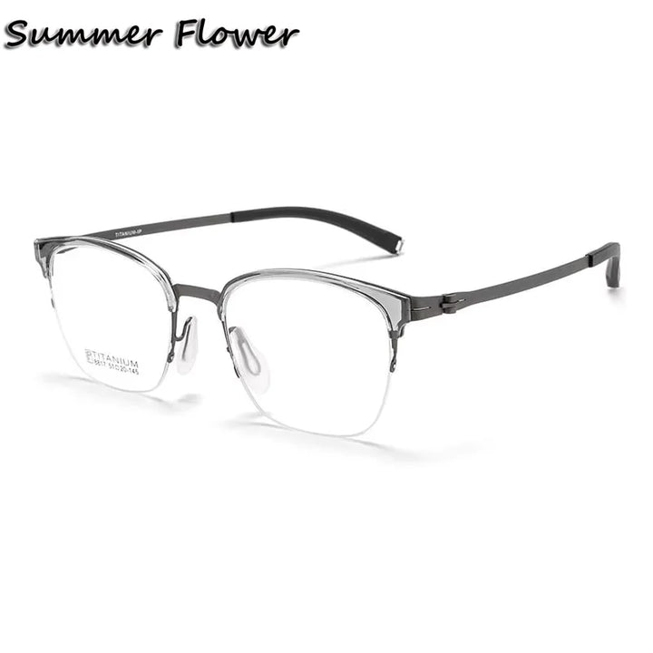 Summer Flower Women's Full Rim Square Tr 90 Titanium Eyeglasses 618817