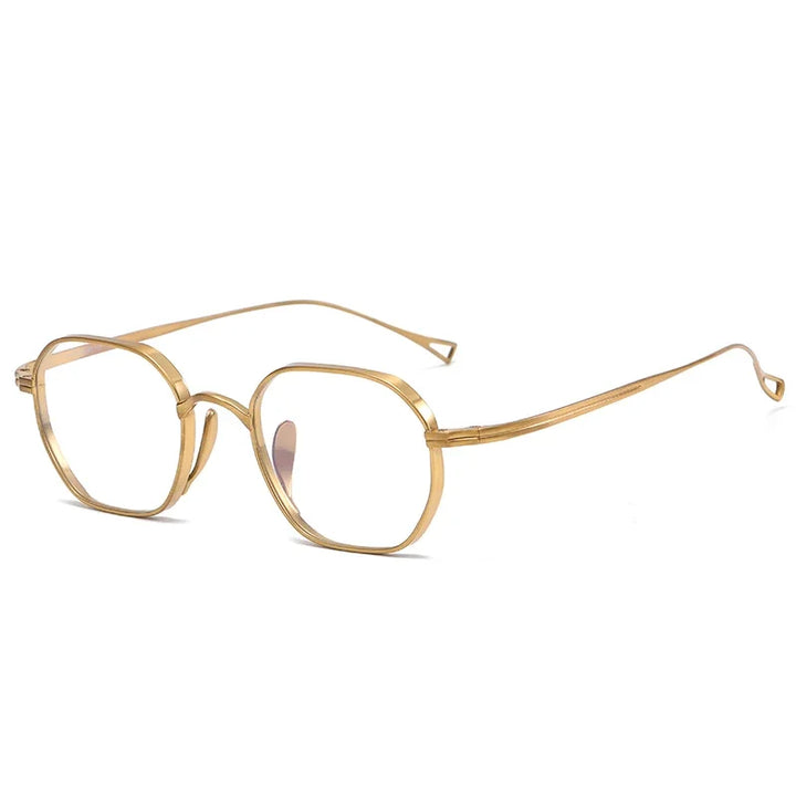 Aror Women's Full Rim Flat Top Polygon Titanium Eyeglasses 49917 Full Rim Aror Gold