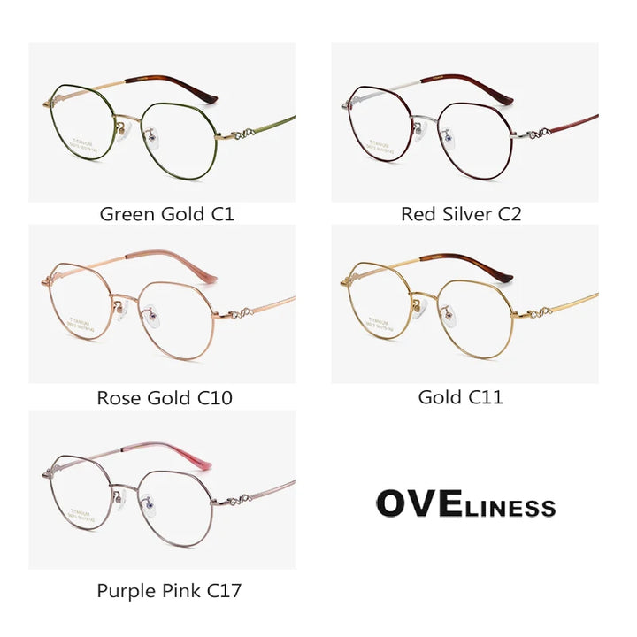 Oveliness Women's Full Rim Flat Top Oval Titanium Eyeglasses 6013 Full Rim Oveliness   