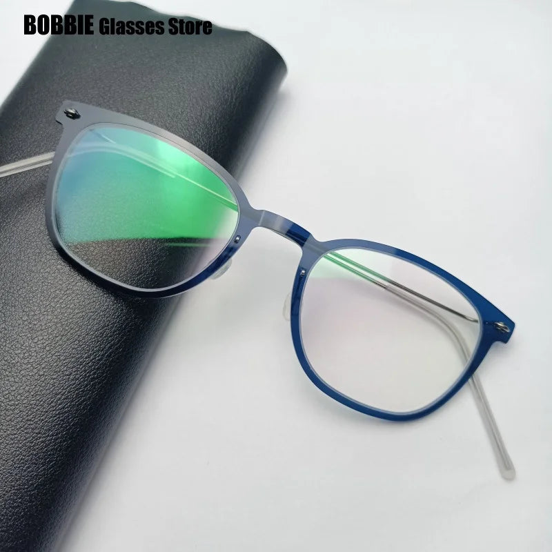 Bobbie Unisex Full Rim Square Acetate Titanium Eyeglasses 596609