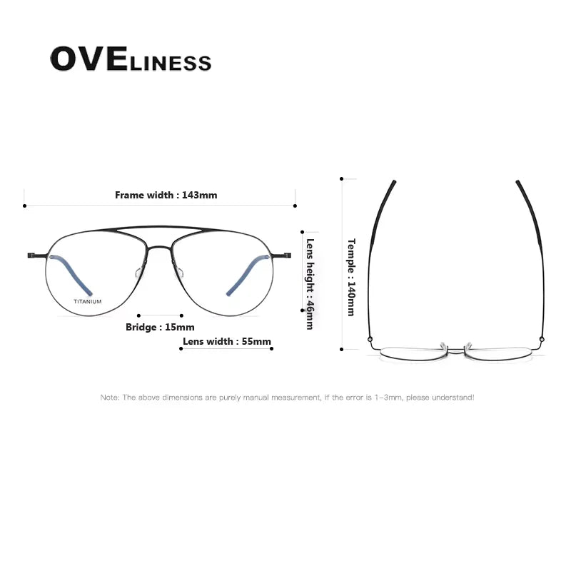 Oveliness Unisex Semi Rim Round Double Bridge Titanium Eyeglasses 55074