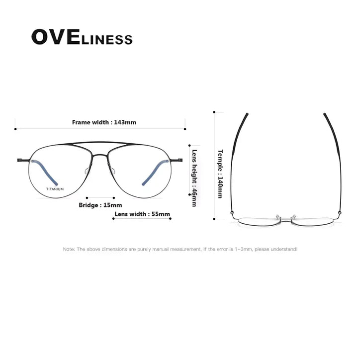 Oveliness Unisex Semi Rim Round Double Bridge Titanium Eyeglasses 55074