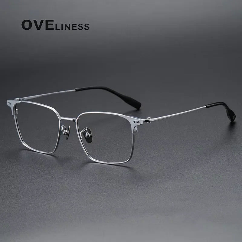 Oveliness Women's Full Rim Square Titanium Eyeglasses 81004 Full Rim Oveliness silver