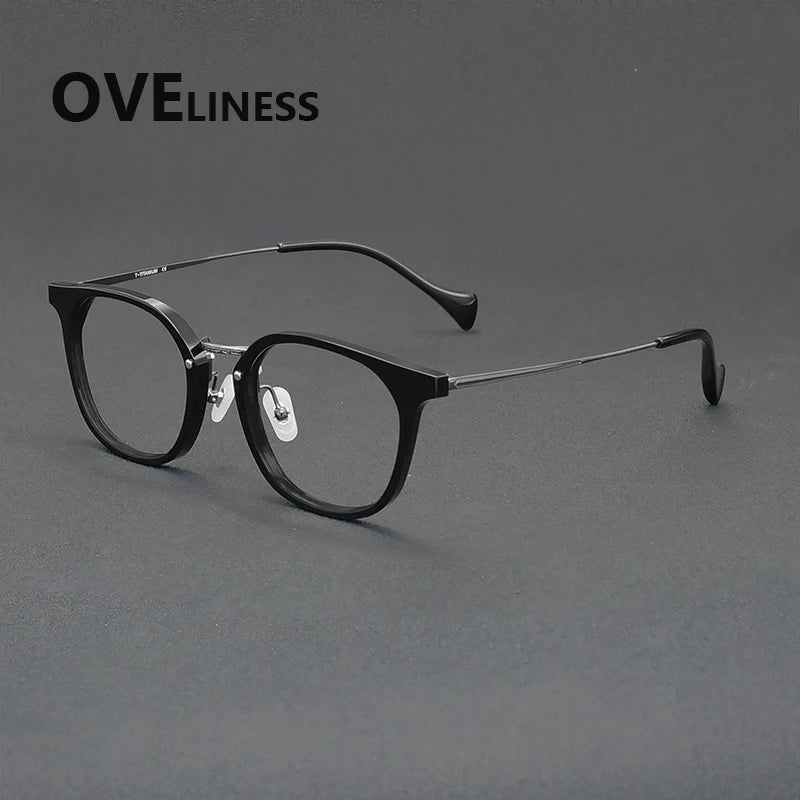 Oveliness Unisex Full Rim Round Acetate Titanium Eyeglasses 936019