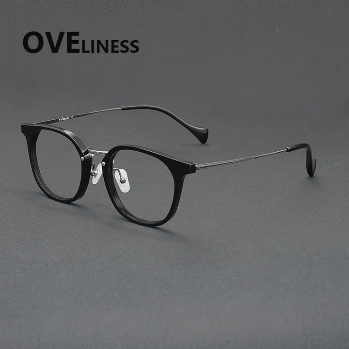 Oveliness Unisex Full Rim Round Acetate Titanium Eyeglasses 936019