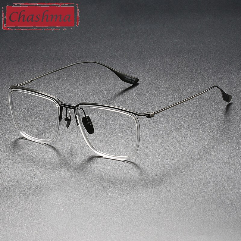 Chashma Men's Full Rim Square Tr 90 Titanium Eyeglasses 106 Full Rim Chashma Transparent Gray  