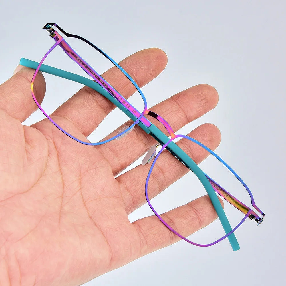 Bobbie Unisex Full Rim Square Screwless Steel Eyeglasses 534218