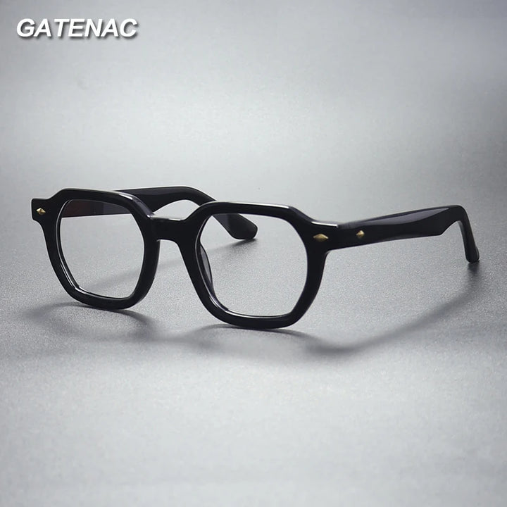 Gatenac Unisex Full Rim Flat Top Polygon Acetate Eyeglasses Gxyj1501 Full Rim Gatenac   