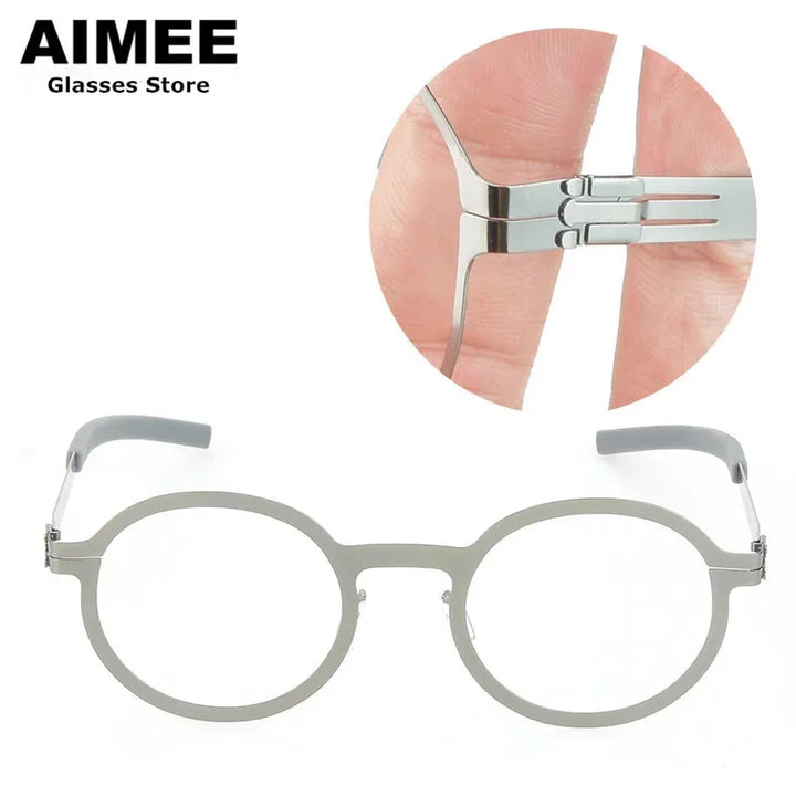 Aimee Women's Full Rim Round Screwless Steel Eyeglasses 1179