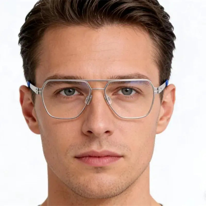 Aimee Full Rim 475918 Men’s Double Bridge Polygon Steel Frames FuzWeb