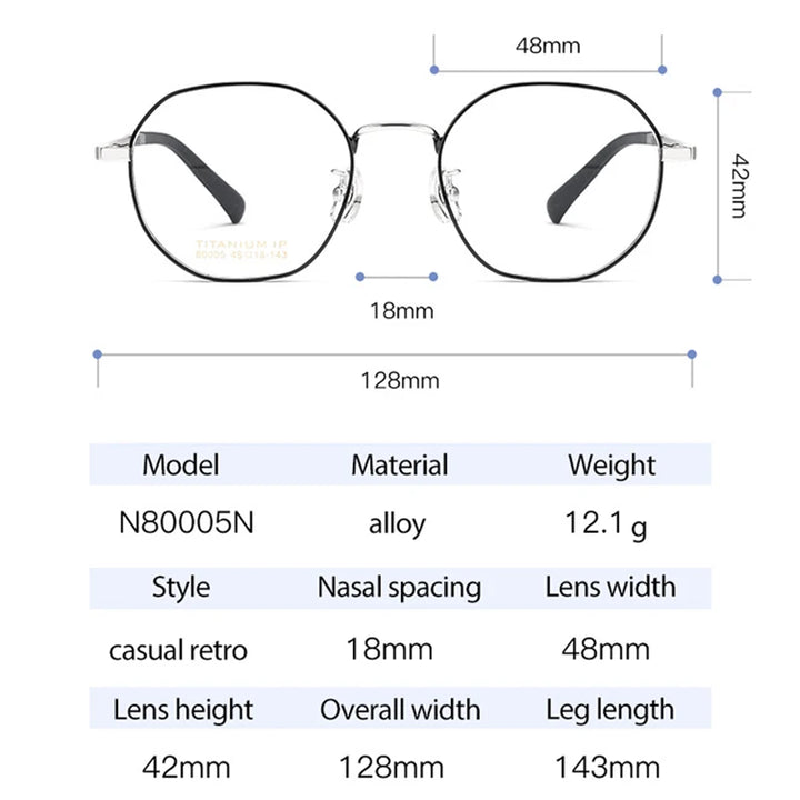 Hotochki Women's Full Rim Flat Top Polygon Titanium Eyeglasses 11805 Full Rim Hotochki   